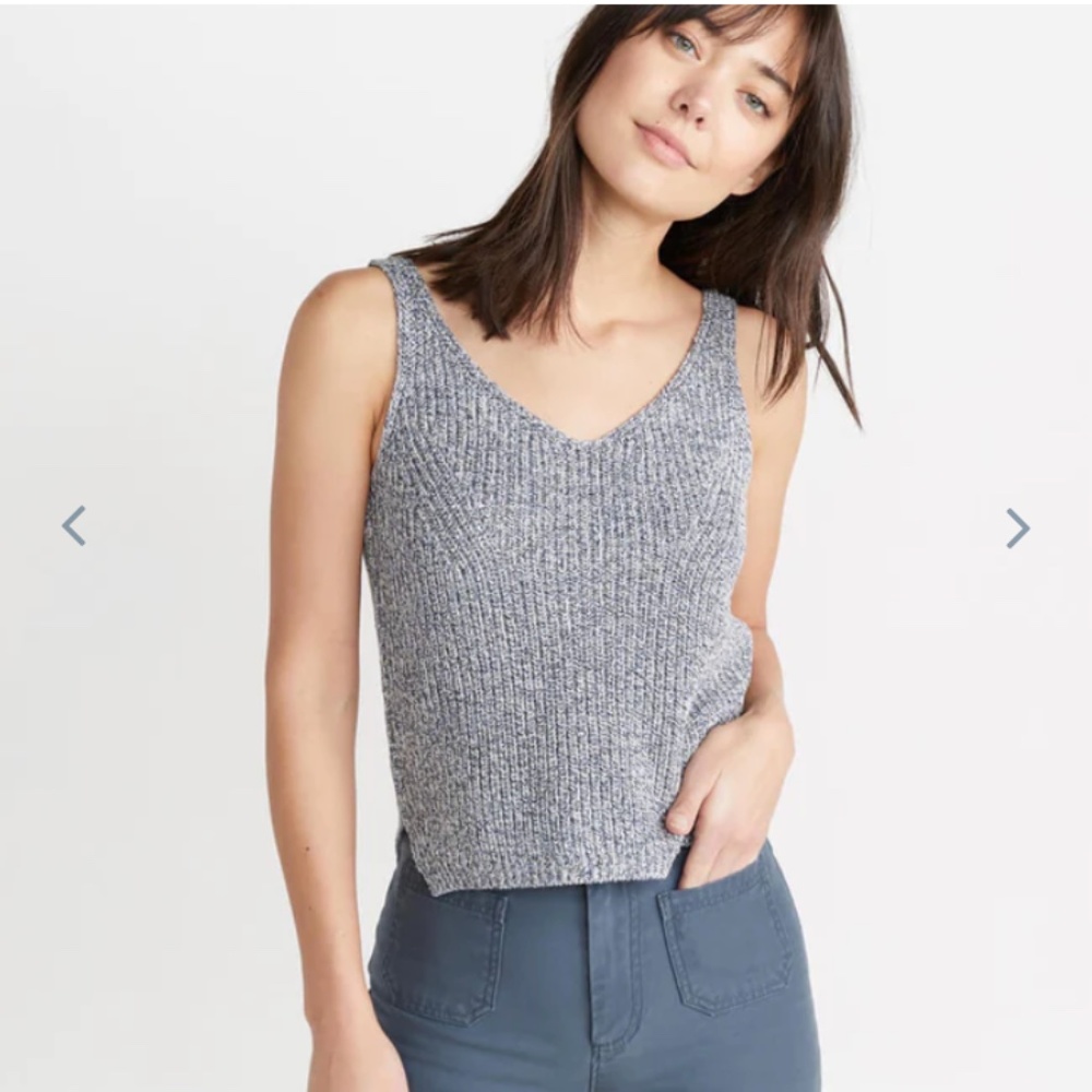 Last chance* marine layer helena top small marled blue sweater tank yarn knit